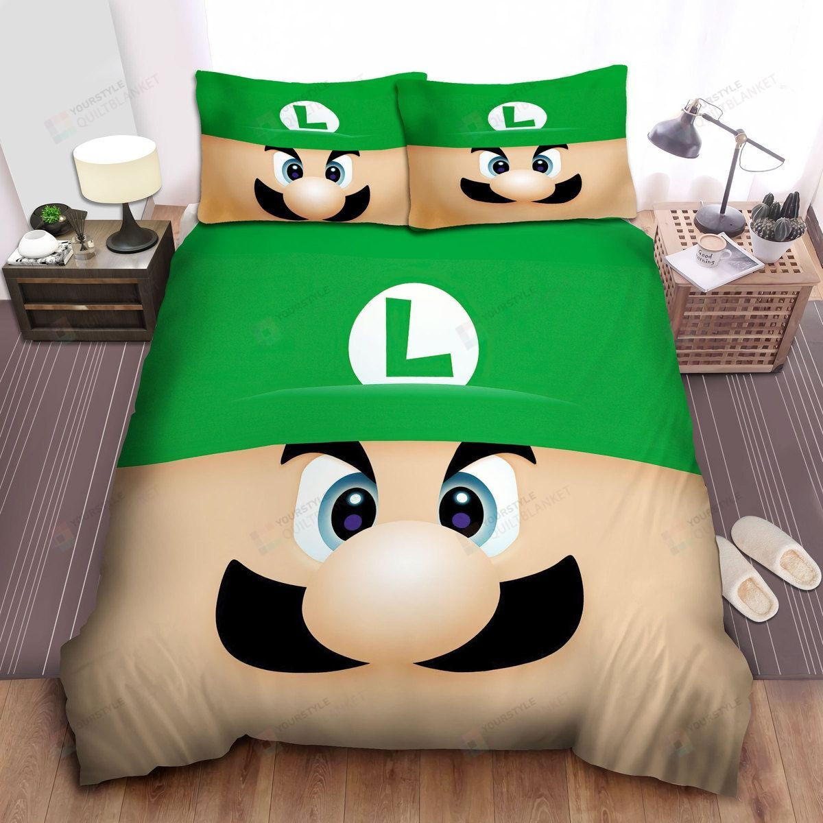 Super Mario Funny Luigi Face Illustration Bed Sheets Duvet Cover Bedding Sets Super Mario Funny Luigi Face Illustration Bed Sheets Duvet Cover Bedding Sets