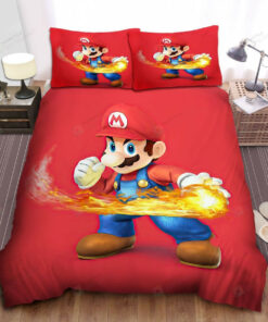 Super Mario With Fireball Bed Sheets Duvet Cover Bedding Sets