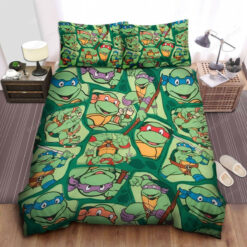 Teenage Mutant Ninja Turtles In Comic Style Pattern Bed Sheets Duvet Cover Bedding Sets