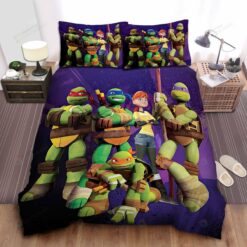 Teenage Mutant Ninja Turtles Posing With April Oneil Bed Sheets Duvet Cover Bedding Sets