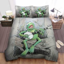 The Muppets Kermit The Frog Singing And Playing Banjo On A Tree Art Bed Sheets Duvet Cover Bedding Sets