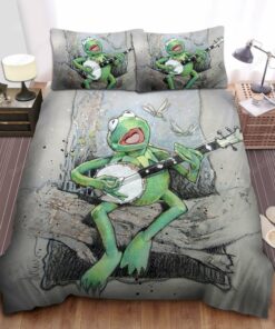 The Muppets Kermit The Frog Singing And Playing Banjo On A Tree Art Bed Sheets Duvet Cover Bedding Sets
