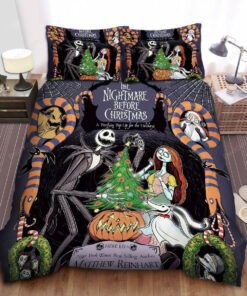 The Nightmare Before Christmas Jack & Sally Preparing For Christmas Bed Sheets Duvet Cover Bedding Sets