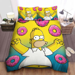 The Simpsons Homer Happy With Doughnuts Bed Sheets Duvet Cover Bedding Sets