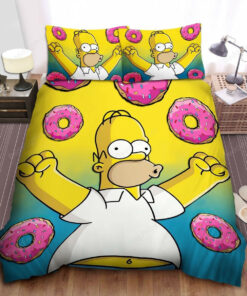The Simpsons Homer Happy With Doughnuts Bed Sheets Duvet Cover Bedding Sets