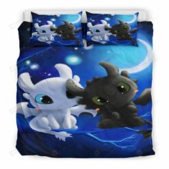Toothless And The Light Fury Bedding Set (duvet Cover & Pillow Cases)