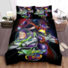 Toy Story Buzz Lightyear Vs Zurg On Galaxy Background Bed Sheets Duvet Cover Bedding Sets
