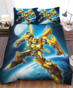 Transformer Bumblebee In Outer Space Digital Drawing Bed Sheets Duvet Cover Bedding Sets