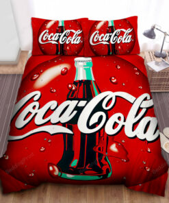 Vintage Coca-cola Bottle On Red Bottle Cap Illustration Bed Sheets Duvet Cover Bedding Sets