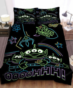 Walt Disney Toy Story Neon Squeeze Toy Aliens In Pizza Planet Bed Sheets Duvet Cover Bedding Sets