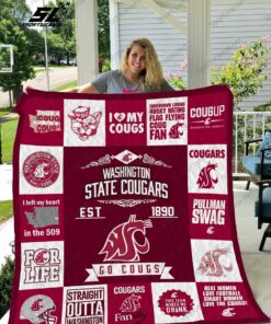 Washington State Cougars Quilt Blanket 01