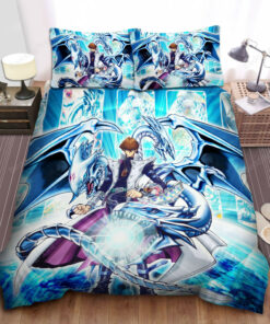 Yu-gi-oh! Neo Blue Eyes White Dragon Kaiba Bed Sheets Duvet Cover Bedding Sets